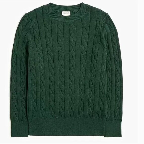 Crewcuts Factory Kids' cable-knit crewneck sweater Green NWOT size large (10-11) - Picture 1 of 9